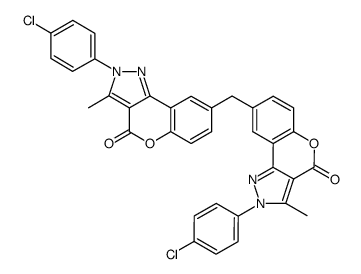 2-(4-chlorophenyl)-8-{[2-(4-chlorophenyl)-3-methyl-4-oxo-2,4-dihydrochromeno[4,3-c]pyrazol-8-yl]methyl}-3-methyl-2,4-dihydrochromeno[4,3-c]pyrazol-4-one结构式