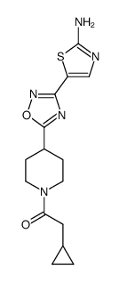 1-{4-[3-(2-aminothiazol-5-yl)[1,2,4]oxadiazol-5-yl]piperid-1-yl}-2-cyclopropyl-ethanone结构式