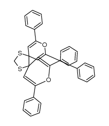 2,4,9,11-tetraphenyl-3,10-dioxa-13,15-dithia-dispiro[5.0.5.3]pentadeca-1,4,8,11-tetraene Structure