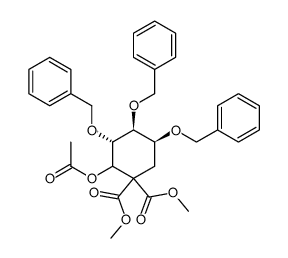 (2R,3S,4S,5S)-dimethyl 2-acetoxy-3,4,5-tribenzyloxy-1,1-cyclohexane dicarboxylate Structure