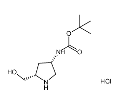 tert-butyl (3S,5S)-5-(hydroxymethyl)pyrrolidin-3-ylcarbamate hydrochloride Structure