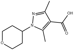 3,5-二甲基-1-(噁烷-4-基)-1H-吡唑-4-羧酸结构式