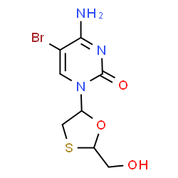 5-bromo-1-(2-(hydroxymethyl)-1,3-oxathiolan-5-yl)cytosine Structure