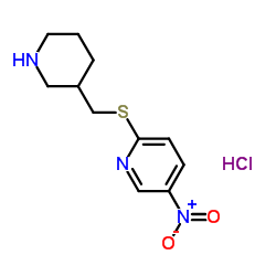 5-Nitro-2-[(3-piperidinylmethyl)sulfanyl]pyridine hydrochloride (1:1) Structure