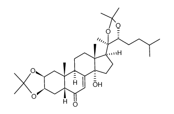 (20R,22R)-14α-hydroxy-2β,3β:20,22-bis-O-isopropylidene-5β-cholest-7-en-6-one结构式