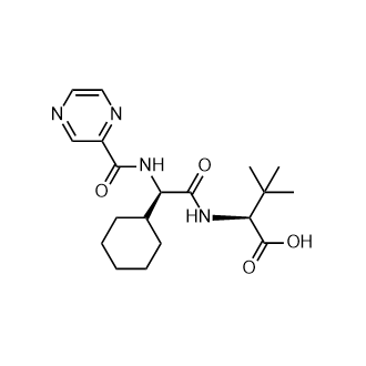 (S)-2-((R)-2-cyclohexyl-2-(pyrazine-2-carboxamido)acetamido)-3,3-dimethylbutanoic acid Structure
