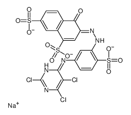 4-Hydroxy-3-[[2-sulfo-5-[(2,5,6-trichloro-4-pyrimidinyl)amino]phenyl]azo]-1,7-naphthalenedisulfonic acid trisodium salt Structure