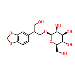 2-(1,3-苯并二恶茂-5-基)-3-羟基丙基 beta-D-吡喃葡萄糖苷结构式
