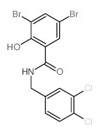 3,5-dibromo-N-[(3,4-dichlorophenyl)methyl]-2-hydroxy-benzamide structure