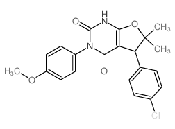 7-(4-chlorophenyl)-4-(4-methoxyphenyl)-8,8-dimethyl-9-oxa-2,4-diazabicyclo[4.3.0]non-10-ene-3,5-dione structure