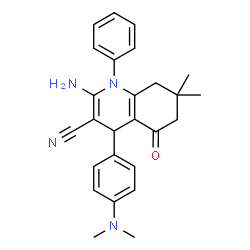 2-amino-4-[4-(dimethylamino)phenyl]-7,7-dimethyl-5-oxo-1-phenyl-1,4,5,6,7,8-hexahydro-3-quinolinecarbonitrile结构式