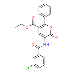 Ethyl 3-[(3-chlorobenzoyl)amino]-2-oxo-6-phenyl-2H-pyran-5-carboxylate结构式