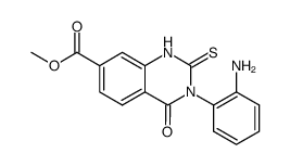 7-methoxycarbonyl-3-(2-aminophenyl)quinazoline-2-thioxo-4-one结构式