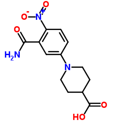 1-(3-Carbamoyl-4-nitrophenyl)-4-piperidinecarboxylic acid Structure