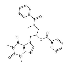 1,3-Dimethyl-7-[2-(nicotinoyloxy)-3-(N-nicotinoyl-N-methylamino)propyl]-1H-purine-2,6(3H,7H)-dione Structure