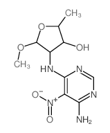 4-[(6-amino-5-nitro-pyrimidin-4-yl)amino]-5-methoxy-2-methyl-oxolan-3-ol结构式