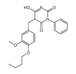 5-[(4-butoxy-3-methoxy-phenyl)methyl]-1-phenyl-1,3-diazinane-2,4,6-tri one结构式