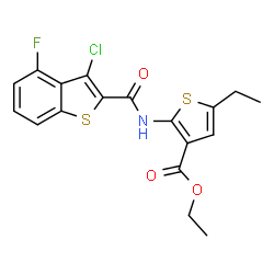 3-Thiophenecarboxylicacid,2-[[(3-chloro-4-fluorobenzo[b]thien-2-yl)carbonyl]amino]-5-ethyl-,ethylester(9CI)结构式