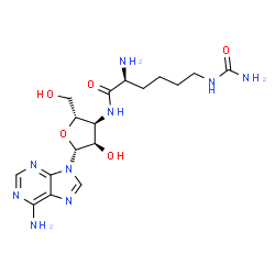 3'-[(N6-Aminocarbonyl-L-lysyl)amino]-3'-deoxyadenosine structure