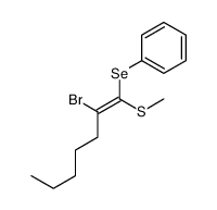 (2-bromo-1-methylsulfanylhept-1-enyl)selanylbenzene Structure
