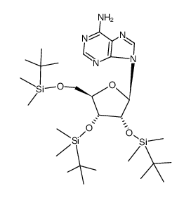 2',3',5'-O,O,O-tri(tert-butyldimethylsilyl)adenosine Structure