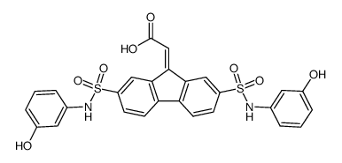 (2,7-bis{[(3-hydroxylhenyl)amino]sulfonyl}-9H-fluoren-9-ylidene)acetic acid Structure