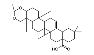 Olean-12-en-28-oic acid, 3,23-(ethylidenebis(oxy))-, (3beta,4alpha)-结构式