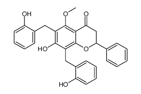 7-hydroxy-6,8-bis[(2-hydroxyphenyl)methyl]-5-methoxy-2-phenyl-2,3-dihydrochromen-4-one结构式