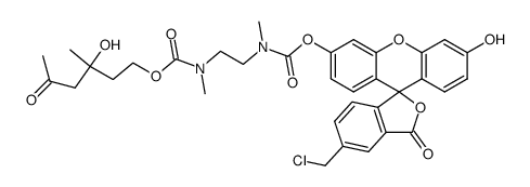 5-(chloromethyl)-3'-hydroxy-3-oxo-3H-spiro[isobenzofuran-1,9'-xanthen]-6'-yl (3-hydroxy-3-methyl-5-oxohexyl) ethane-1,2-diylbis(methylcarbamate) Structure