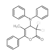 3,3-dichloro-4-(diphenylamino)-5-methyl-6-phenyl-4H-pyran-2-one Structure