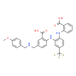 Benzoic acid,2-[[2-[(2-carboxyphenyl)amino]-5-(trifluoromethyl)phenyl]amino]-5-[[[(4-methoxyphenyl)methyl]amino]methyl]-结构式