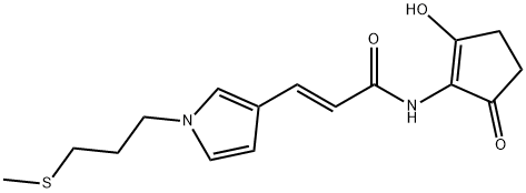 (E)-N-(2-Hydroxy-5-oxo-1-cyclopentene-1-yl)-3-[1-[3-(methylthio)propyl]-1H-pyrrole-3-yl]propenamide结构式
