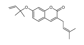 3-(3-methylbut-2-en-1-yl)-7-((2-methylbut-3-en-2-yl)oxy)-2H-chromen-2-one结构式