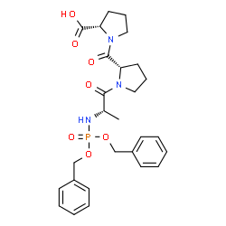 (2S)-1-[(2S)-1-[(2S)-2-[bis(phenylmethoxy)phosphorylamino]propanoyl]py rrolidine-2-carbonyl]pyrrolidine-2-carboxylic acid structure