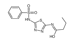 N-[5-(benzenesulfonamido)-1,3,4-thiadiazol-2-yl]butanamide结构式