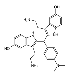 <4-Dimethylaminophenyl>-bis-<5-(hydroxy)-3-(2-aminoethyl)-indol-2-yl>-methan Structure