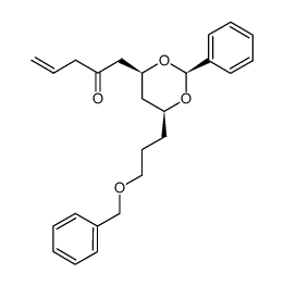 5-{(2S,4S,6S)-6-[3-(benzyloxy)propyl]-2-phenyl-1,3-dioxan-4-yl}-1-penten-4-one结构式