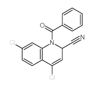 2-Quinolinecarbonitrile,1-benzoyl-4,7-dichloro-1,2-dihydro- Structure