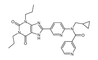 1,3-Dipropyl-8-[6-(N-nicotinoyl-N-(cyclopropylmethyl)amino)-3-pyridyl]xanthine结构式
