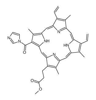 6-(imidazol-1-ylcarbonyl)-7-<2-(methoxycarbonyl)ethyl>-1,3,5,8-tetramethyl-2,4-divinylporphyrin结构式