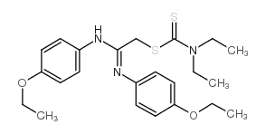 Carbamodithioic acid, diethyl-, 2-((4-ethoxyphenyl)amino)-2-((4-ethoxy phenyl)imino)ethyl ester结构式