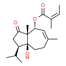 2-Methyl-2-butenoic acid [1,2,3,3a,4,7,8,8a-octahydro-8a-hydroxy-3a,6-dimethyl-1-isopropyl-3-oxoazulen-4-yl] ester Structure