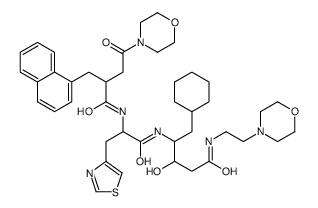 5-cyclohexyl-3-hydroxy-N-(2-morpholin-4-ylethyl)-4-[[2-[[4-morpholin-4-yl-2-(naphthalen-1-ylmethyl)-4-oxobutanoyl]amino]-3-(1,3-thiazol-4-yl)propanoyl]amino]pentanamide Structure