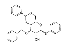 phenyl 3-O-benzyl-4,6-O-benzylidene-1-deoxy-1-thio-β-D-glucopyranoside结构式