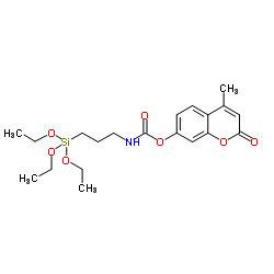 o-4-methylcoumarinyl-n-[3-(triethoxysilyl)propyl]carbamate structure