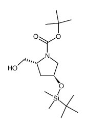 1,1-dimethylethyl (2R,4S)-4-{[(1,1-dimethylethyl)(dimethyl)silyl]oxy}-2-(hydroxymethyl)-1-pyrrolidinecarboxylate Structure