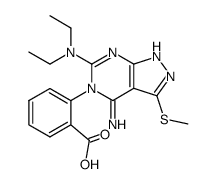 5-(2-Carboxy)phenyl-6-diethylamino-4-imino-3-methylthio-4,5-dihydro-pyrazolo<3,4-d>pyrimidin Structure