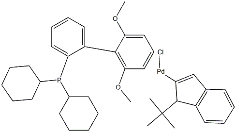 Chloro(1-t-butylindenyl)[2-(dicyclohexylphosphino)-2',6'-dimethoxy-1,1'-biphenyl]palladium(II) Structure