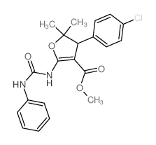 3-Furancarboxylicacid,4-(4-chlorophenyl)-4,5-dihydro-5,5-dimethyl-2-[[(phenylamino)carbonyl]amino]-,methyl ester Structure