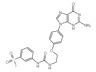 Benzenesulfonylfluoride,3-[[[[2-[4-(2-amino-1,6-dihydro-6-oxo-9H-purin-9-yl)phenoxy]ethyl]amino]carbonyl]amino]- Structure